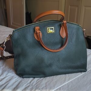Dooney & Bourke Forest Green Satchel with Tan Accents